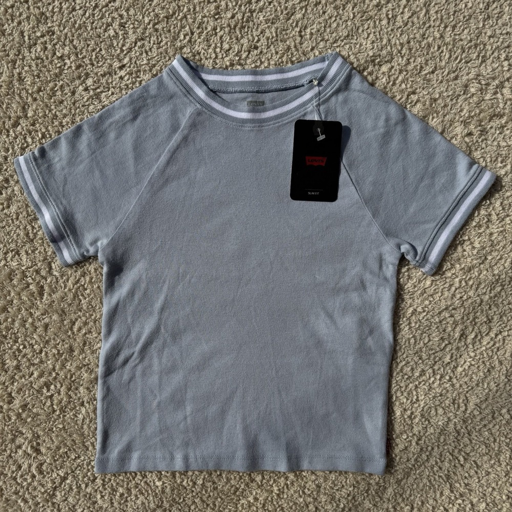 Levi's Baby Blue Oracle Shrunken Ringer T-Shirt size SMALL NWT